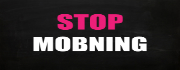 Grafik til tema om mobning. Der står "Stop mobning".